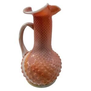 Vintage Footed Peach-Swirl Hobnail Glass Pitcher - Large Decorative Collectible